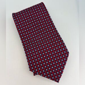 Brothers Ltd. Silk Neck Tie Red And Blue Squares Design Vintage